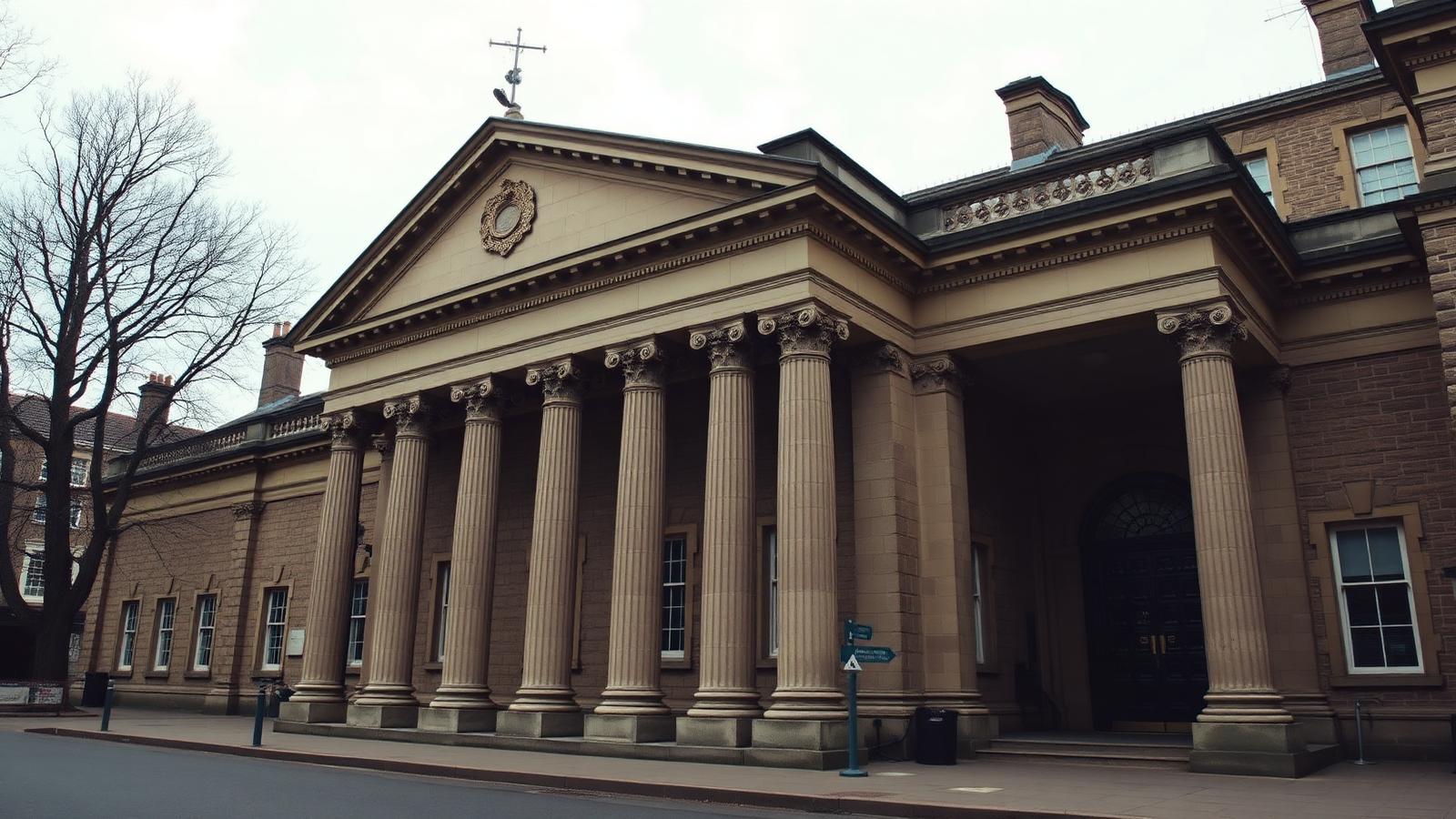 Stone courthouse exterior with classical columns